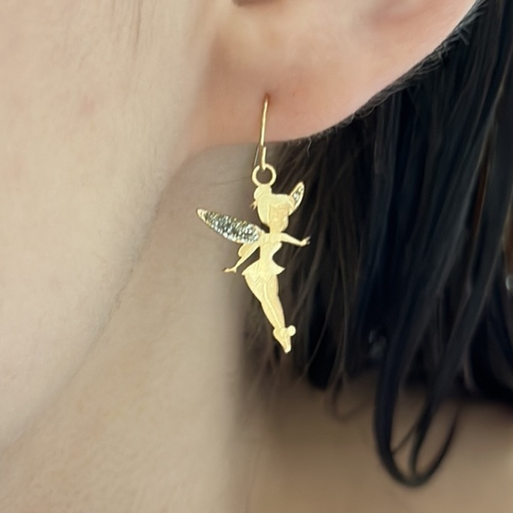 Disney 14k real solid gold Tinker bell earrings‎​